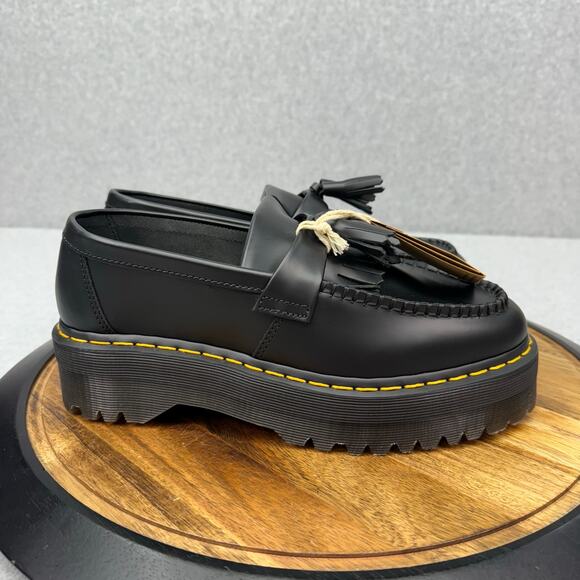 Dr. Martens Adrian Quad Loafers Women's 9 Black Leather Platform Tassel NWT - Picture 1 of 7